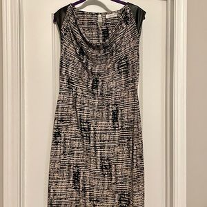 Calvin Klein Leather Capped Sleeve Sheath Dress